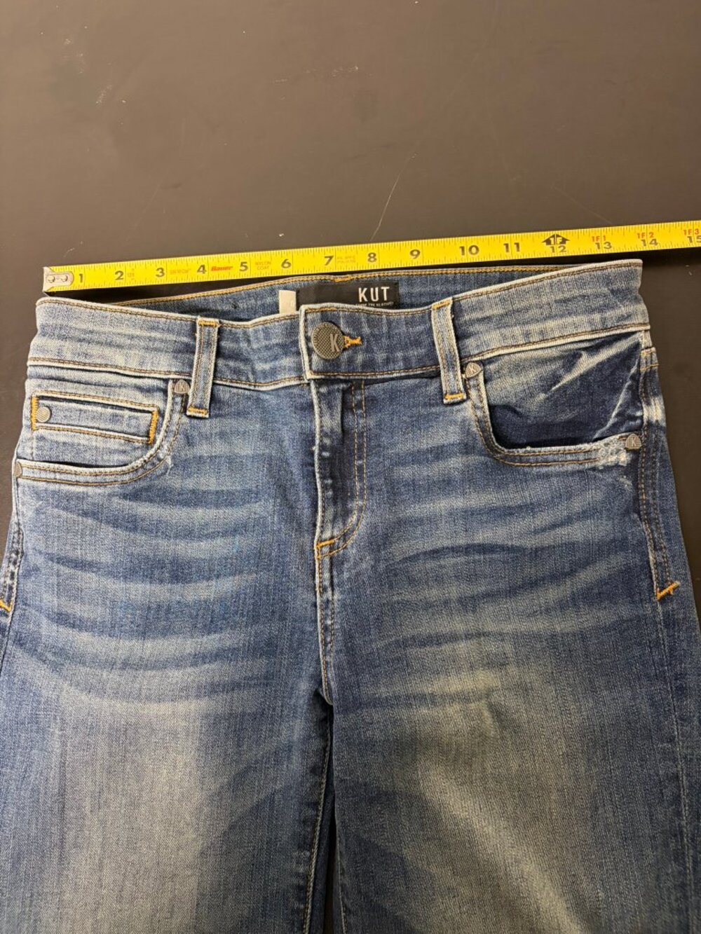 Kut from the Kloth Mia Toothpick Skinny Jeans Women's 0 Distressed Mid Wash USA - Picture 8 of 10